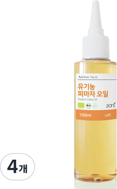 유기농 피마자 오일 오가닉 아주까리유 천연오일 속눈썹영양제, 4개, 100ml - 쿠팡