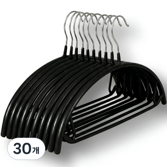 루킴코 논슬립 옷걸이 어깨뿔방지 니트옷걸이, 럭셔리블랙, 30개