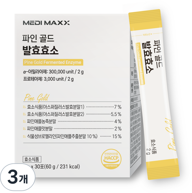메디맥스 데일리 파인애플 효소 파인골드 발효효소, 3개, 30회분
