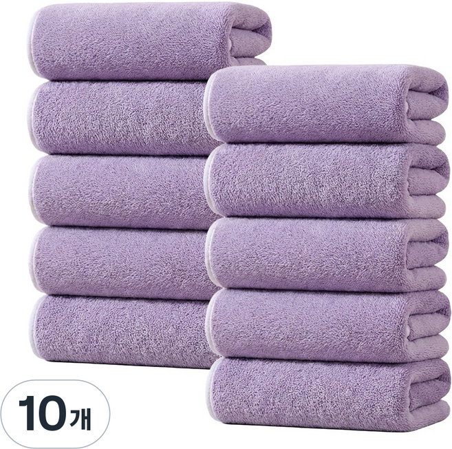 Ahomeone 수건 흡수 항균 수건 보풀방지 부드러운 호텔 타올, 자주색, 10개