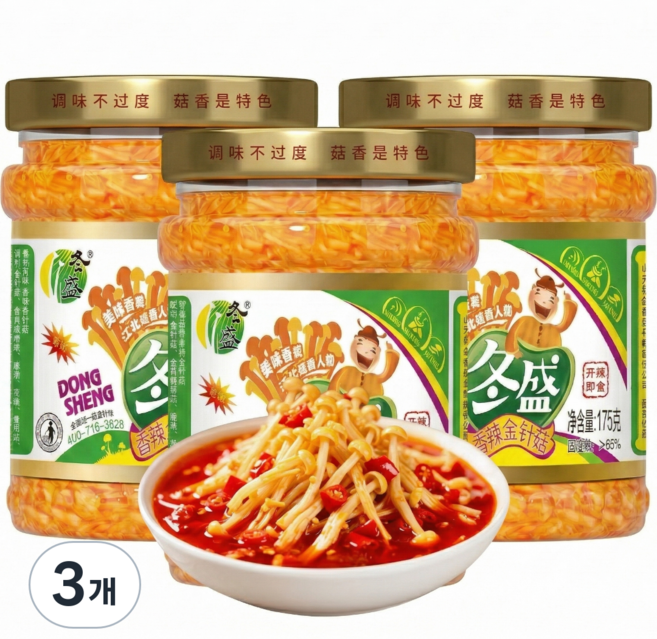 팽이버섯 반찬 매콤 고소 향라맛, 3개, 175g
