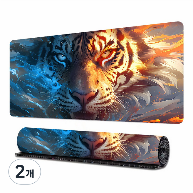 빅사이즈 게이밍 마우스패드 미끄럼방지 고무패드-80cm*30cm 게이밍 및 작업에 적합, 2개, 호랑이  B