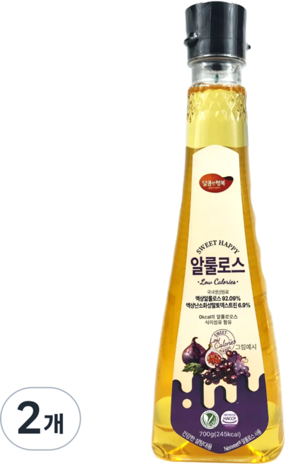 국내제조 원료를 이용한 스위트해피 알룰로스 [HACCP 비건 인증 / 난소화성말토덱스트린 함유], 2개, 700g