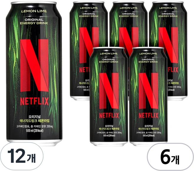 넷플릭스 에너지드링크 레몬라임맛, 12개, 500ml - 쿠팡