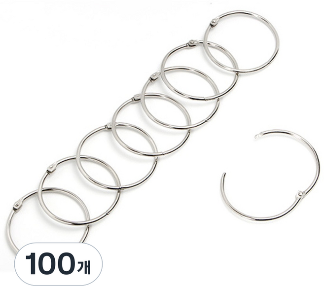 카드링 카드고리 오링 열쇠고리 키홀더, 100개, 내경25mm