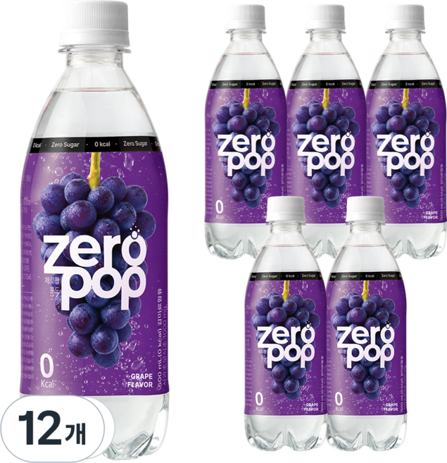 잇더핏 제로팝 포도맛 애사비소다 제로 탄산음료, 12개, 500ml