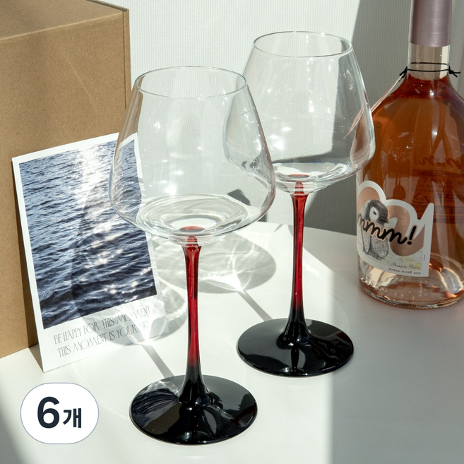 헤이루미 홈카페 크리스탈 와인잔, 보타이, 6개, 560ml