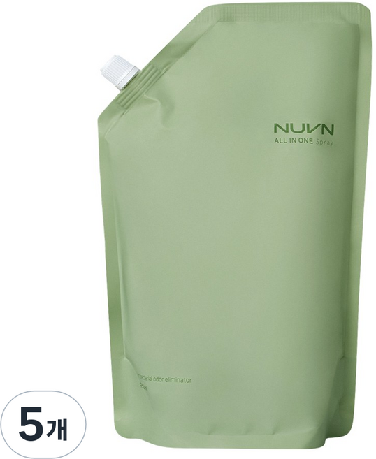 누븐 탈취제 냄새삭제 섬유탈취제 룸스프레이 리필용, 5개, 950ml