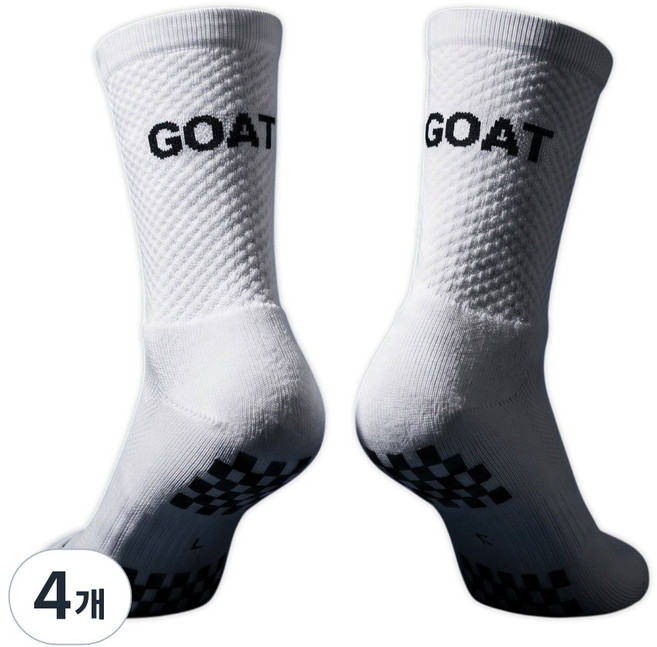 양파샵 GOAT 양면 논슬립 축구 양말, 화이트, 4개