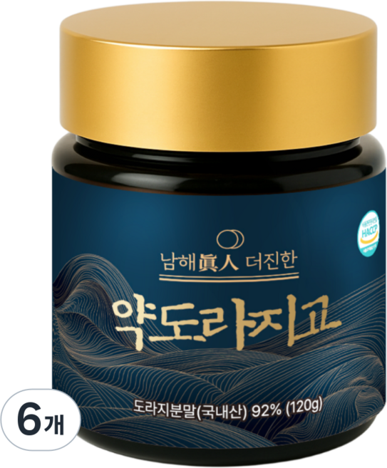 건강챙기고 약도라지 도라지청 국내산 고함량 약도라지청 3년근이상 약용 무설탕 남해진인, 120g, 1개입, 6개