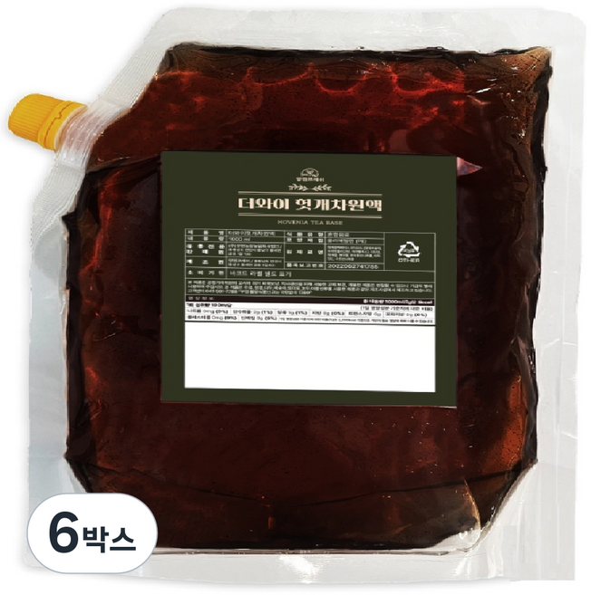 양원프레쉬 더와이 헛개차원액 1kg(리필용), 6박스, 1L