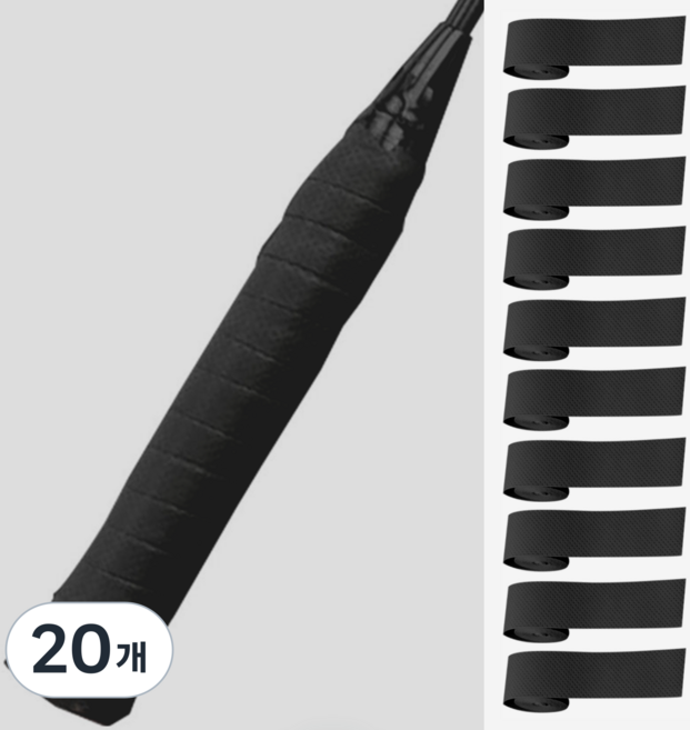 데이모노 땀 흡수 오버 그립 라켓 테이프, 20개, 블랙