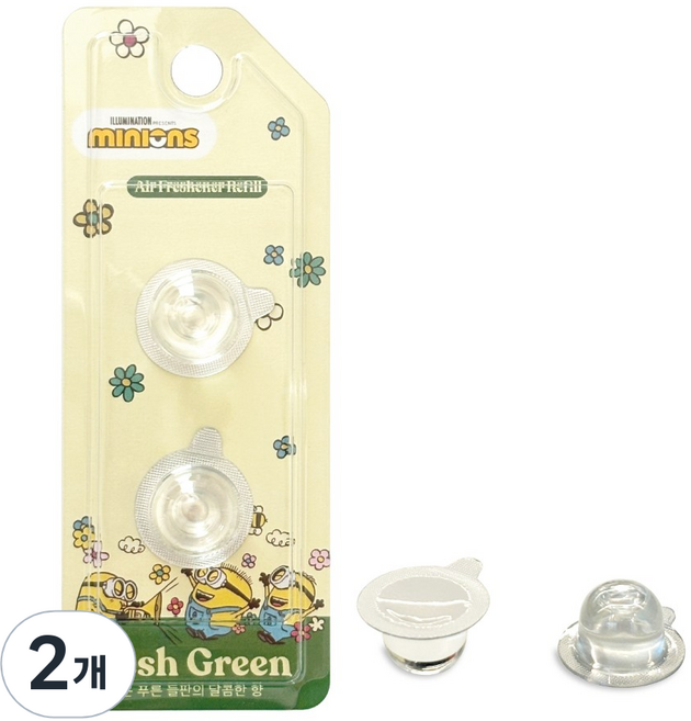 미니언즈 밥앤팀 차량용 송풍구형 리필 2개입, 2개, 프레시 그린