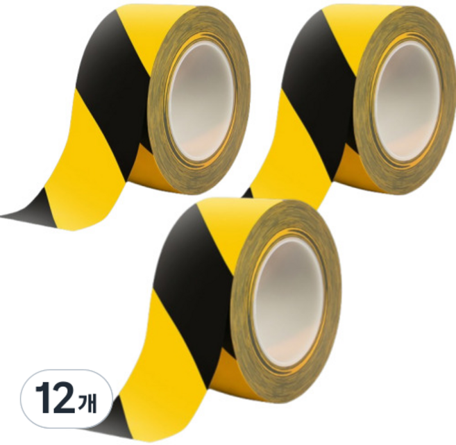 테이프 마스터 안전 테이프 경고테이프 18m, 황색검정사선, 3개