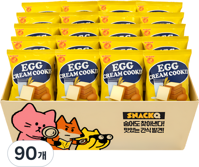 스낵큐 노브랜드 과자, 90개, 에그크림쿠키