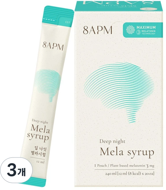 8APM 딥 나잇 멜라시럽 (12ml x 20포), 3개, 240ml - 쿠팡