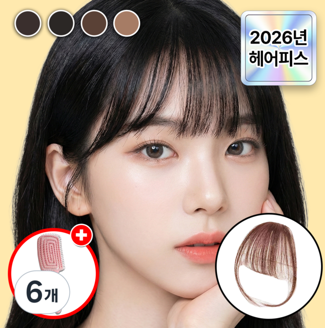 에어릴리 시스루뱅 내츄럴핏 여성 앞머리 가발 헤어피스, 6개, 시스루뱅-라이트브라운