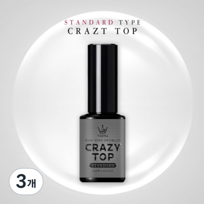 그라시아 진비 논와이프 크레이지 탑 젤 스텐다드, 투명, 14ml, 3개