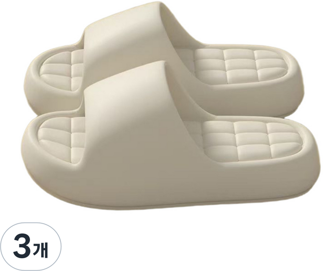 제이드슈 EVA 엠보싱 실내화 가벼운 거실 슬리퍼 쿠션 거실화, 3개, 화이트