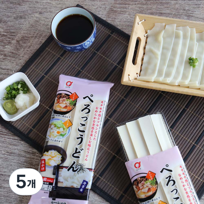 빼롯코 납작 우동면, 200g, 5개