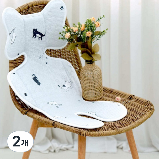 라인하우스 아기 아동 유아 3D 에어메쉬 순면 이너시트 카시트 유모차 라이너, 2개, 블루캣