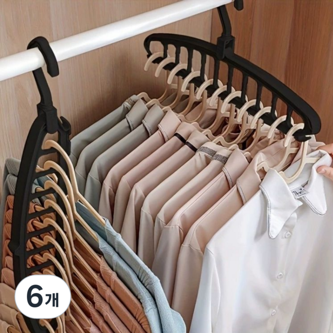 유니샵 360도 회전 옷걸이 틈새 옷걸이 정리, 블랙(BLACK), 6개