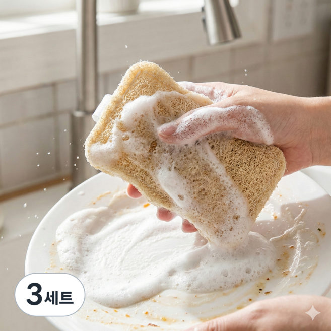 땡스스토리 양면 천연 루파 수세미, 3세트, 6개