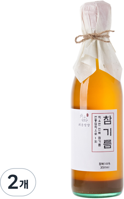 쉬운밥상 고소한 통참깨 100% 참기름, 350ml, 2개
