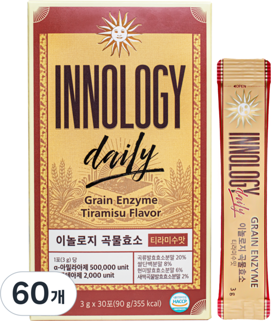 [INNOLOGY] 이놀로지 곡물효소 티라미수맛 30포 (1개월분), 60개, 3g