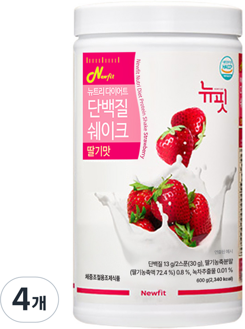 뉴트리 다이어트 쉐이크 딸기맛, 600g, 4개