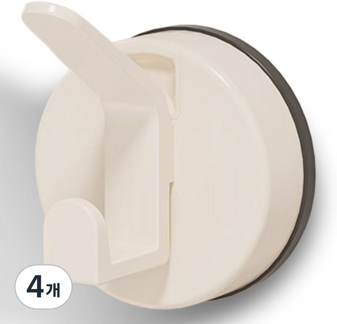 내집클로버 흡착식 다용도 걸이 무타공, 4개, 아이보리