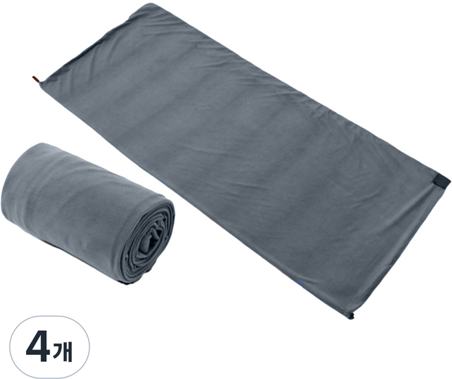 타닥 캠핑 블랭킷 연장형 담요 침낭 라이너 휴대용 이불 압축파우치, 4개, 차콜