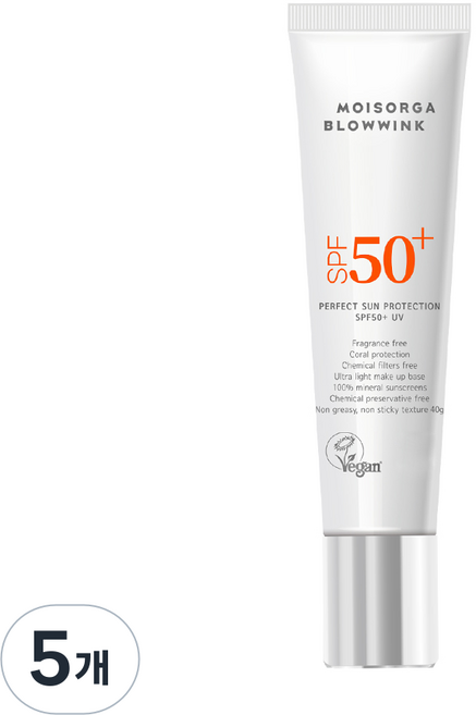 모이스올가 퍼펙트 선 프로텍션 무기자차 톤업 선크림 SPF50+, 40g, 5개