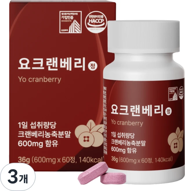 요크랜베리 호박씨추출물, 3개, 60정 - 쿠팡