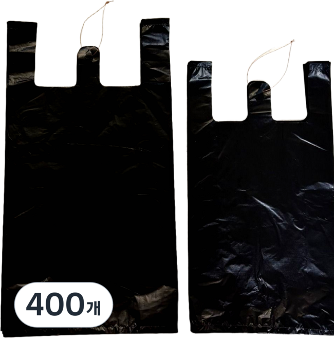 아재비닐 두꺼운 검정 비닐봉투 손잡이봉투 마트봉투, 400개, 35L