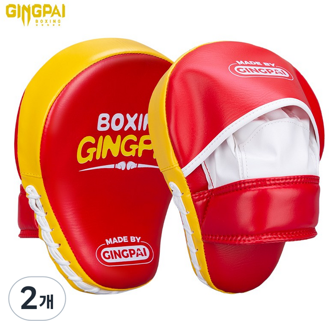 GINGPAI 복싱 핸드미트 고밀도 쿠션 충격흡수 PU 소재 스파링 훈련용 핸드타겟 HLSB, 2개, 08.레드&옐로우