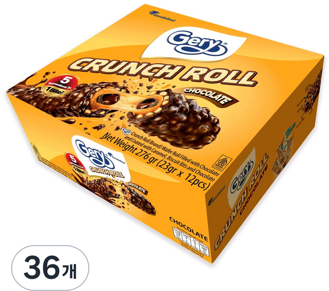 게리 초코 크런치롤 1Box (23g ), 23g, 36개