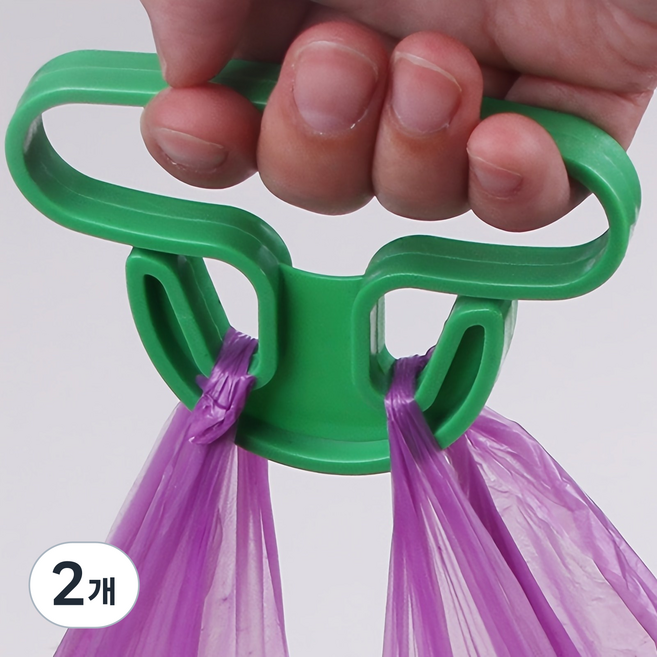 편리한 휴대용 장바구니 쇼핑백 손잡이 걸이, 그린, 2개