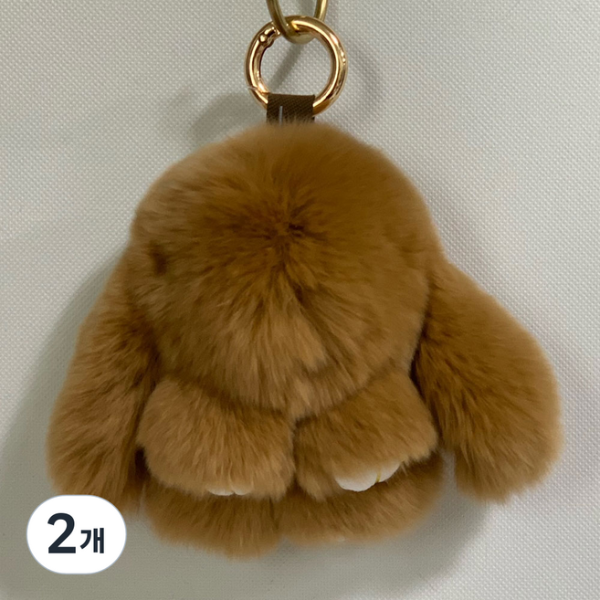 하우스팡 토끼인형 열쇠고리 리얼토끼털 인형키링, 10cm 베이지, 2개, 10cm Beige