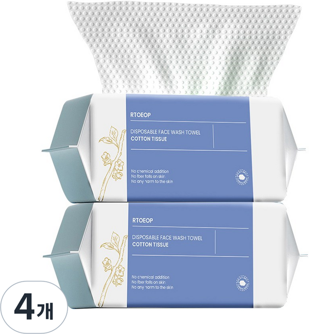 Jeernare 순면 페이스타올 두툼한 페이스 티슈, 4개, 80개입