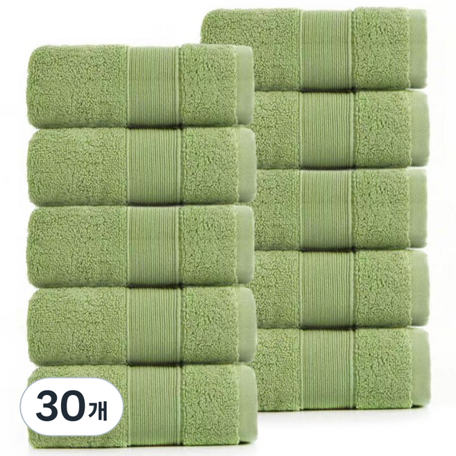 록신 명품 호텔수건 코마사 부드러운 고퀄리티 수건 540GSM 40수 10종세트 호텔 수건 40수, 30개, 그린