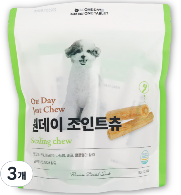 원데이조인트츄 강아지간식 관절 덴탈껌, 180g, 3개, 고구마맛