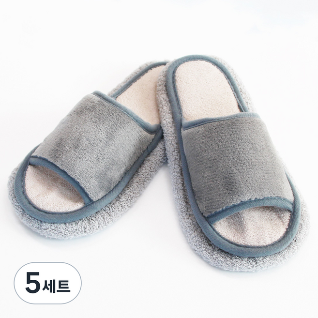필굿리빙 찍찍이 청소슬리퍼, 5세트, 라이트그레이