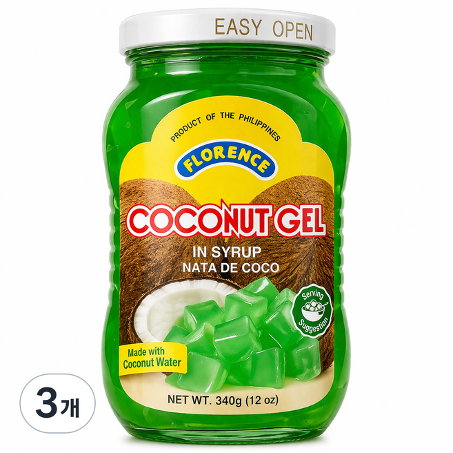필리핀 Nata de Coco (Coco gel) 나타드 코코 (그린)340g, 3개, 340g