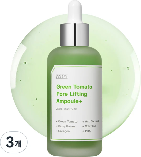 성분에디터 그린토마토 수분 히알루론산 모공 감소 앰플 대용량, 75ml, 3개 - 쿠팡