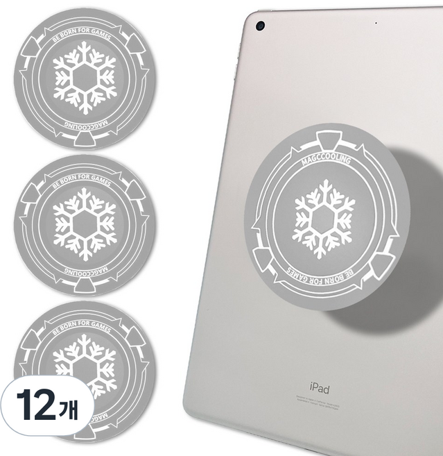 스마트폰 태블릿 부착형 스노우 쿨링패드, 12개, 태블릿용 실버