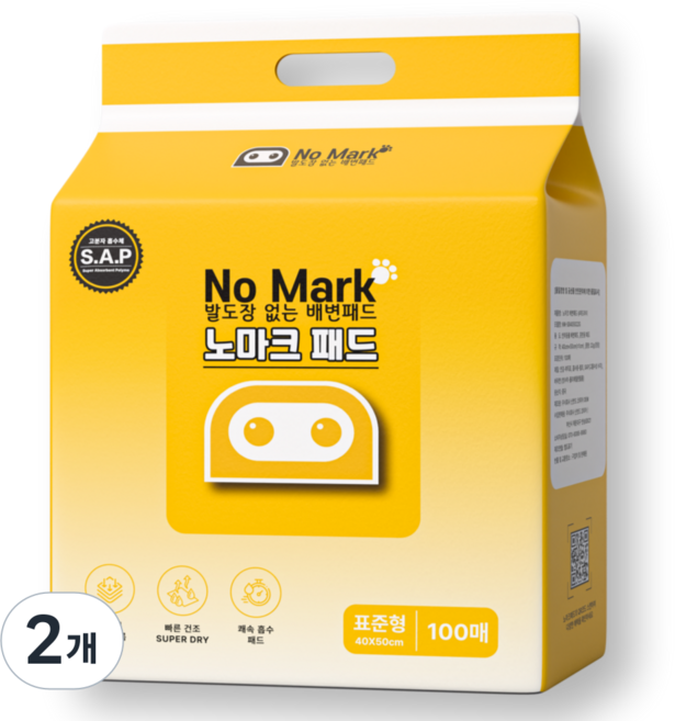 노마크 패드 슈퍼드라이 강아지 배변패드 배변유도제 함유, 2개, 100개입