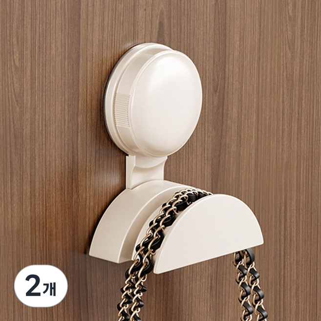 아워후 무타공 강력 부착 흡착식 가방걸이 후크, 2개, 크림