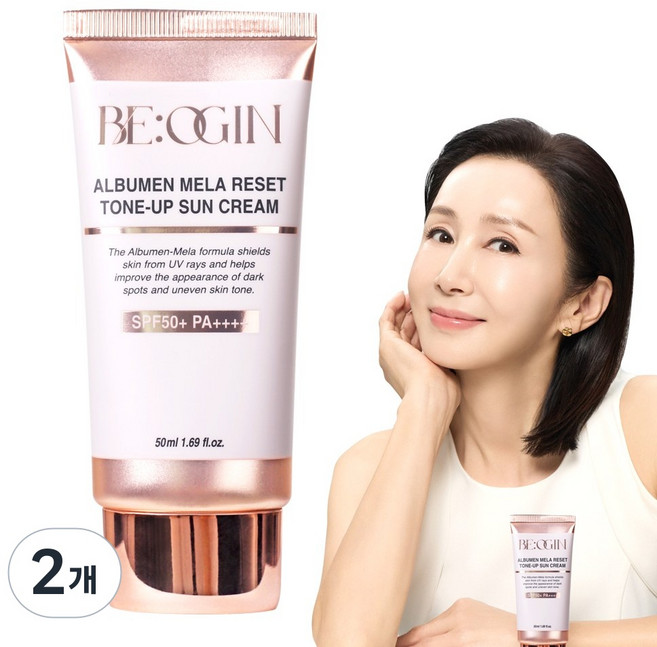 [홈쇼핑완판템] 전인화의 비오진 알부민 멜라 리셋 톤업 선 크림 SPF50+ PA++++, 2개, 50ml
