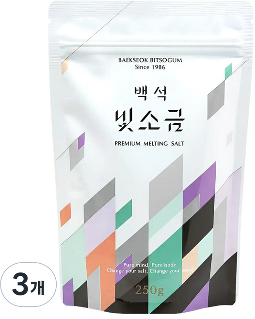 백석빛소금 1000도씨 미네랄 용융소금 조리용 파우치, 250g, 3개